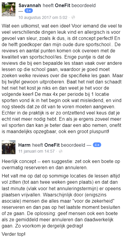 Ervaringen met OneFit