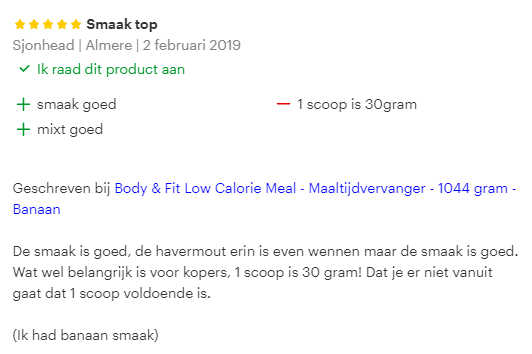 Ervaring met Low Calorie Meal